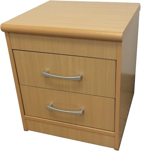 Hodedah Mesita de noche con 2 cajones, haya, 21.65 x 48.03 x 72.83 pulgadas