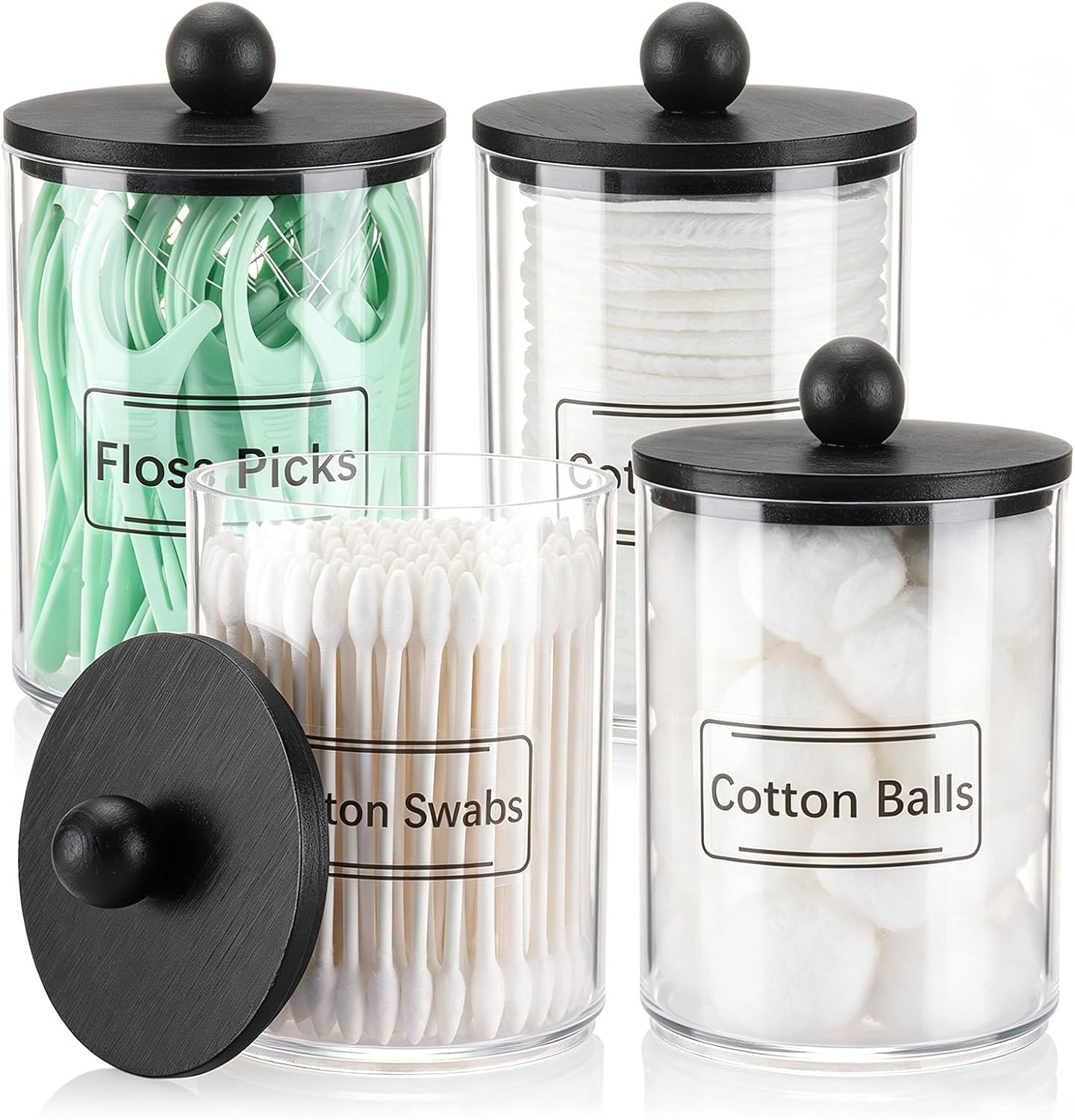 Tbestmax 4 Pack Qtip Holder, Bathroom Containers for Storage Cotton Swab