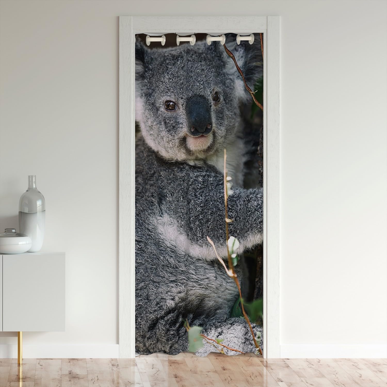 Loussiesd Cute Koala Window Treatments Kids 3D Digital Animal Print Decor Closet Door Cover Curtain for Bedroom Living Room Set for Boys Girls Wildlife Window Treatments Bedding Collection 86x203cm