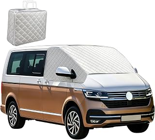 Sun Shade Car Front Windshield Outdoor Suitable for VW T6, Windshield Cover Summer, Sun Protection Foldable with Storage Bag, Thermometer Driver Cab for Carrier Camper