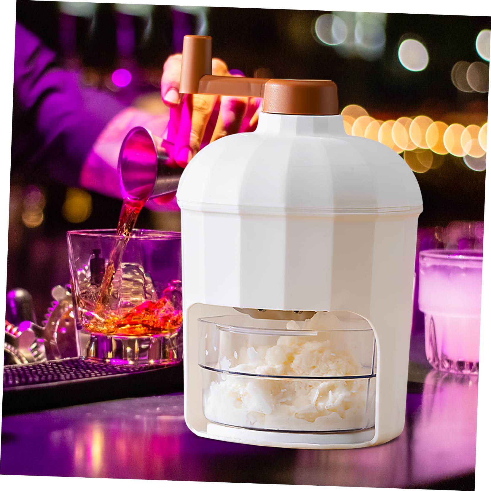 PHENOFICE Ice Crusher for Smoothies Cocktails Easy to Use Hand Crank Ice Shaver Machine No Electricity Needed