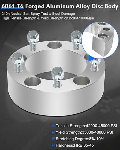 Miniatura 6 de ECCPP 4 separadores de rueda de 2 pulgadas, 1.969in, 5 x 5.5 a 5 x 5.5 pulgadas, 0.197 x 5.500in a 0.197 x 5.500in con pernos de 12 pulgadas de