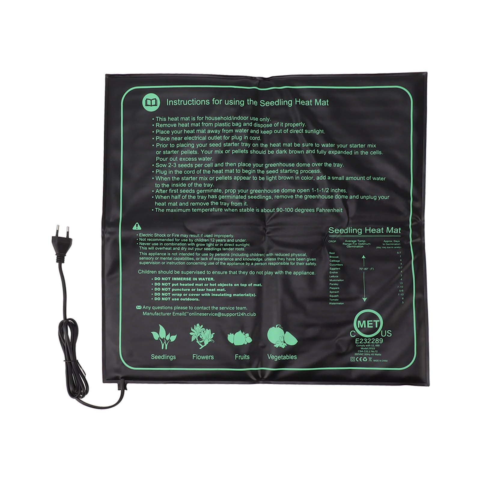 Sämling-Wärmematte, Pflege, Zimmerpflanzen, Sämlinge, Wachsend, Sprießende Hydrokultur für 50 X 52 Cm Große Heizmatten (EU-Stecker 220 V)