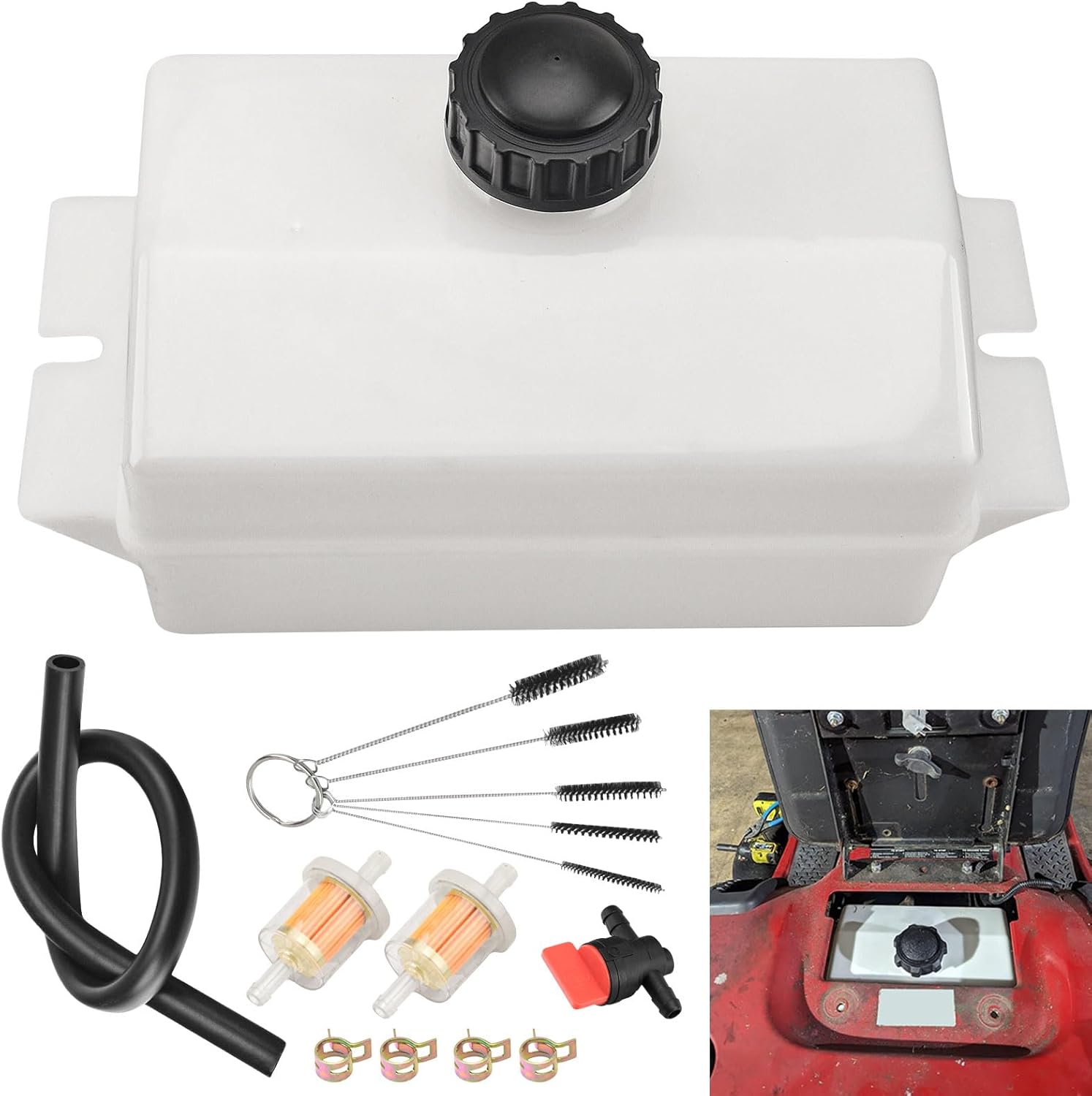 532184900 184900 Fuel Tank & Fuel Cap for Poulan Craftsman Husqvarna Roper, Sears Weed Eater Fits DYT4000 PP1238 T1000 LT2000 Lawn Mower Replaces 109202X, 532109202, 105738X