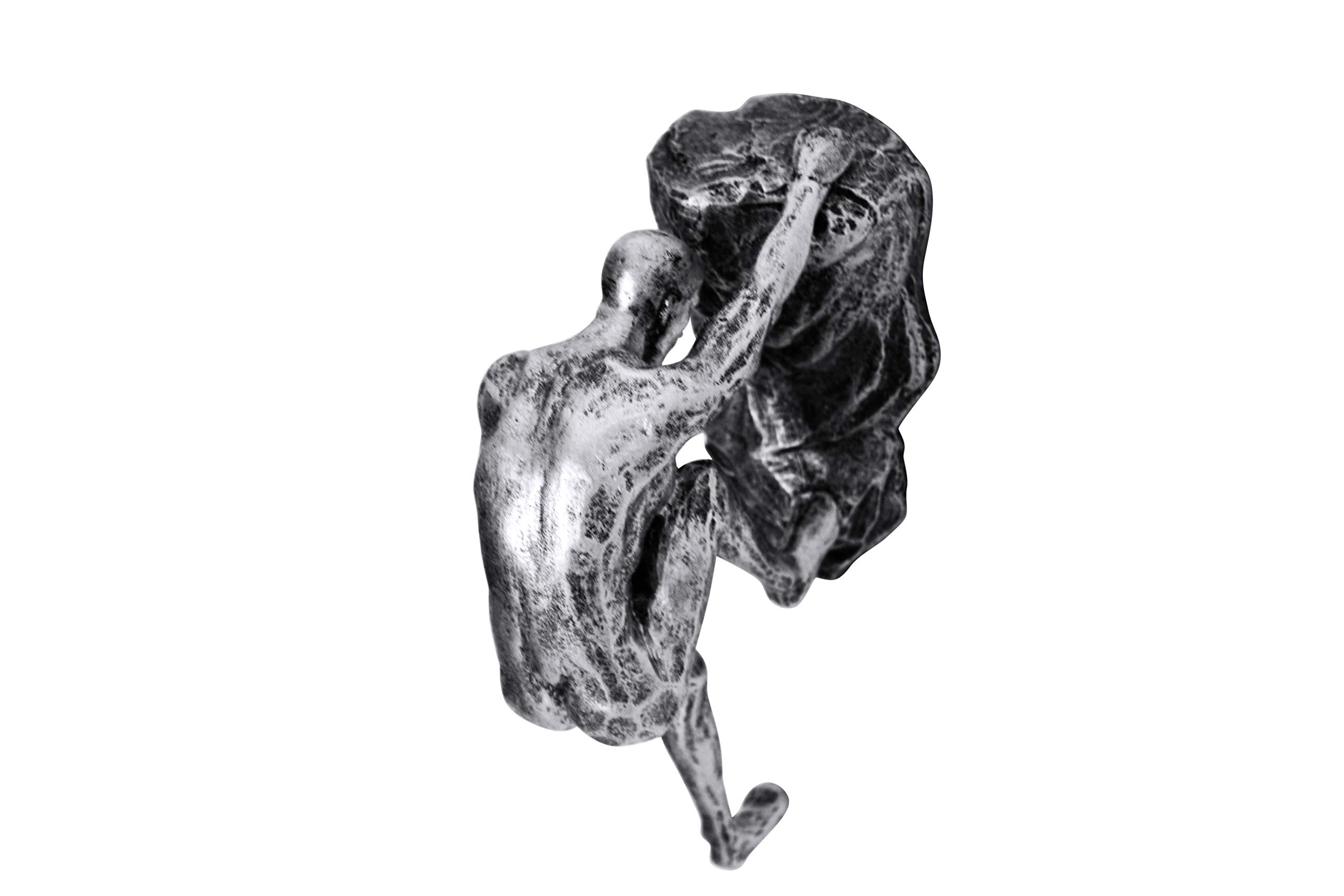 Haute Collage White 1X Rock Climber Climbing With Both Hands - Silver Colour Wall Hanging Ornament Statue Figurine Home Art Decoration