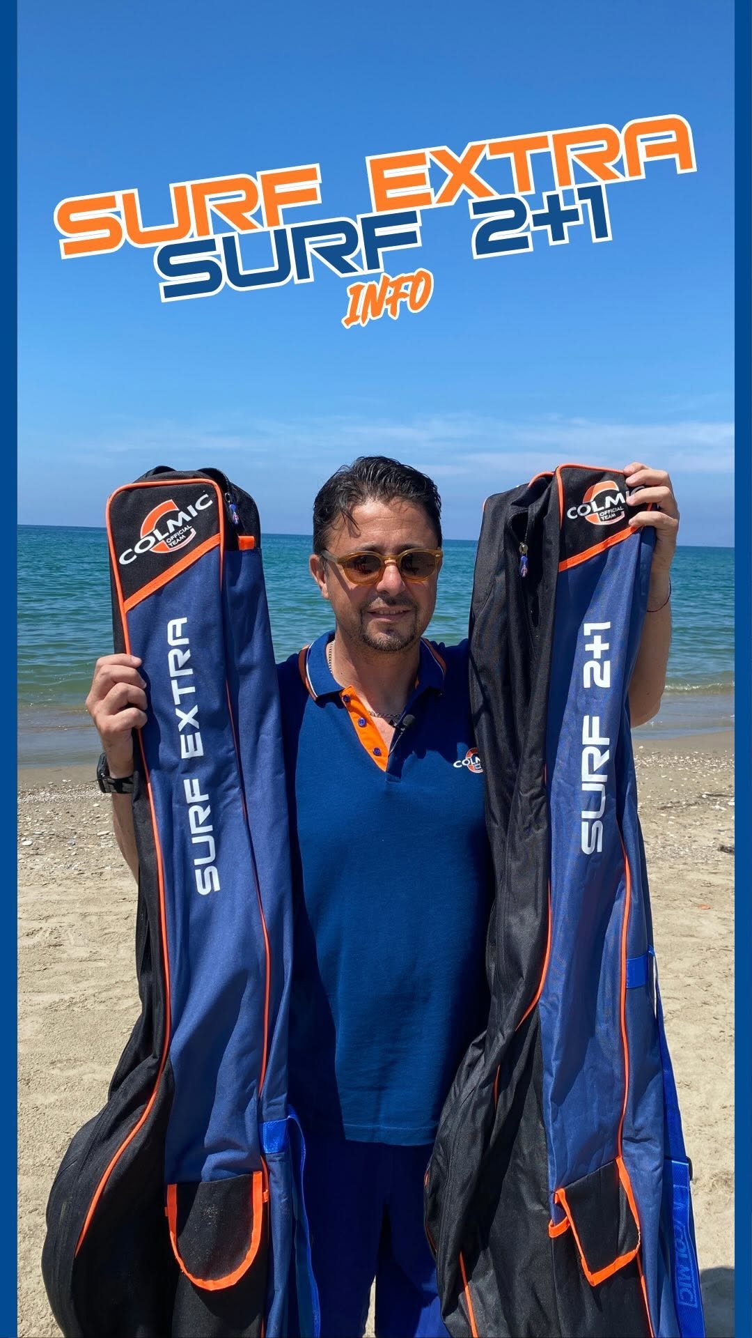Colmic Fodero Da Pesca Surf 2+1 - 3 Scomparti, Tasca Da 80 Cm, Dimensioni 175x45x15 Cm - Per Canne Da Surfcasting