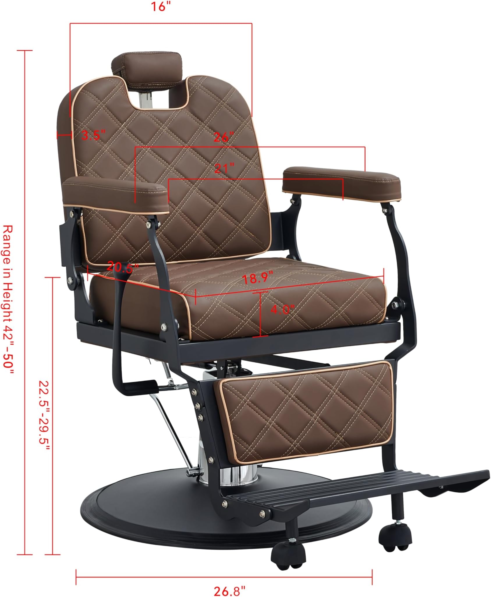 Classic Barber Chair for Barbershop, Heavy Duty Salon Chair for Hair Stylist, Hydraulic Reclining Tattoo Equipment