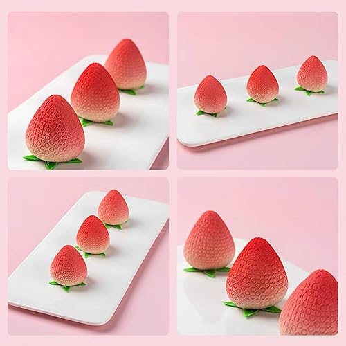 Miniatura 3 de AFINSEA Molde de silicona con forma de fresa 3D para pastel de mousse, moldes de silicona para chocolate, molde de postre francés para pastelería