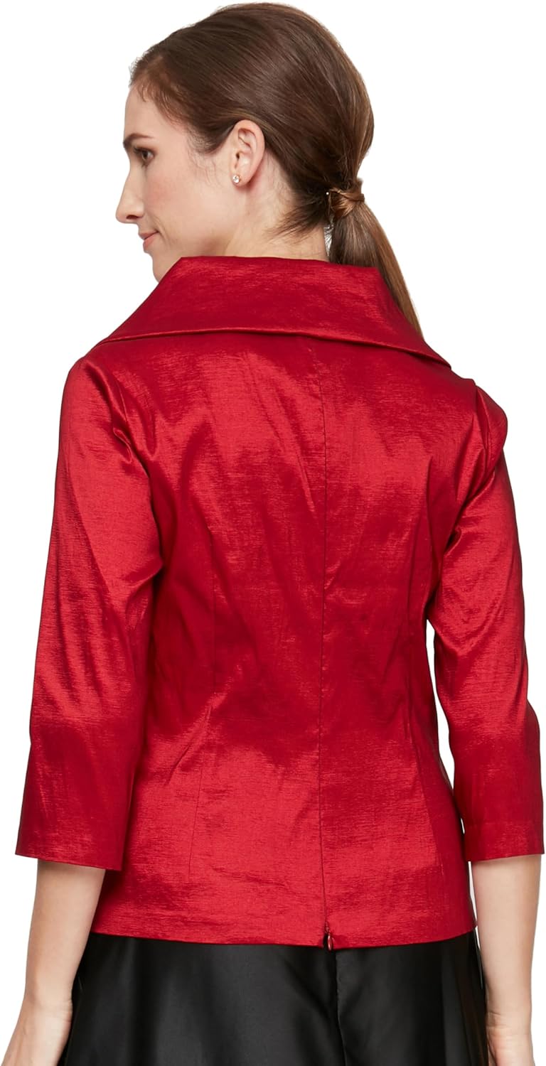 Alex Evenings Womens Stretch Taffeta 3/4 Sleeve Formal Blouse, Special Occasion Dress Shirt - Image 2