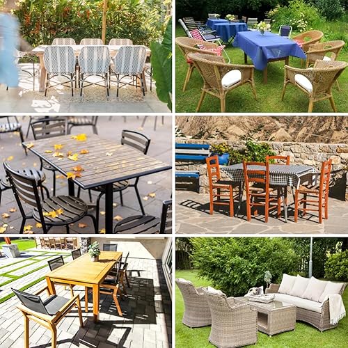 Miniatura 7 de Juego de fundas impermeables para muebles de mesa de patio al aire libre, mesa de comedor rectangular y sillas de uso general, funda seccional