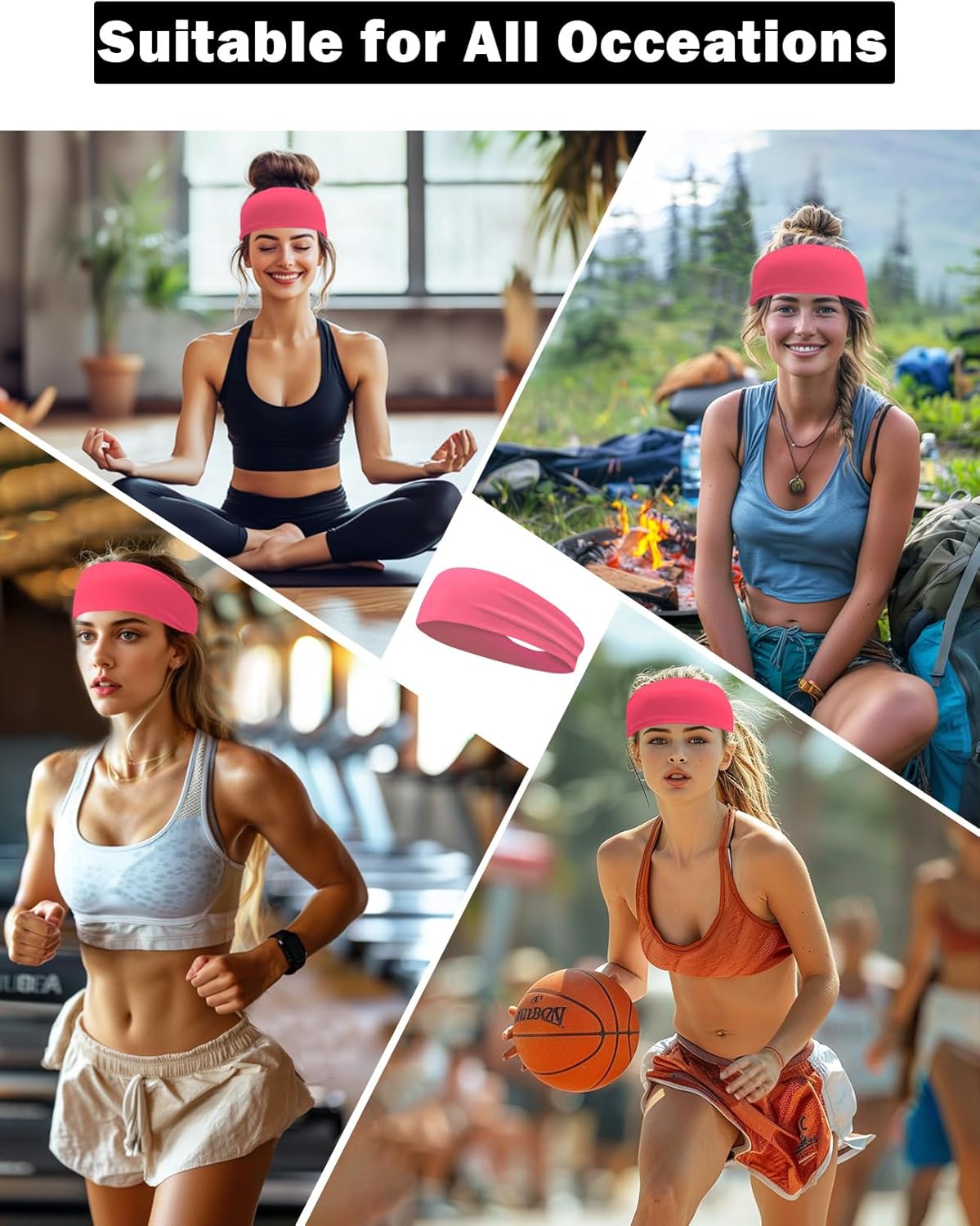 6 Pack Sport Headbands for Men & Women, Sweat Wicking Workout Sweatband, Bright Hairband for Running, Cycling, Football, Yoga - Image 6