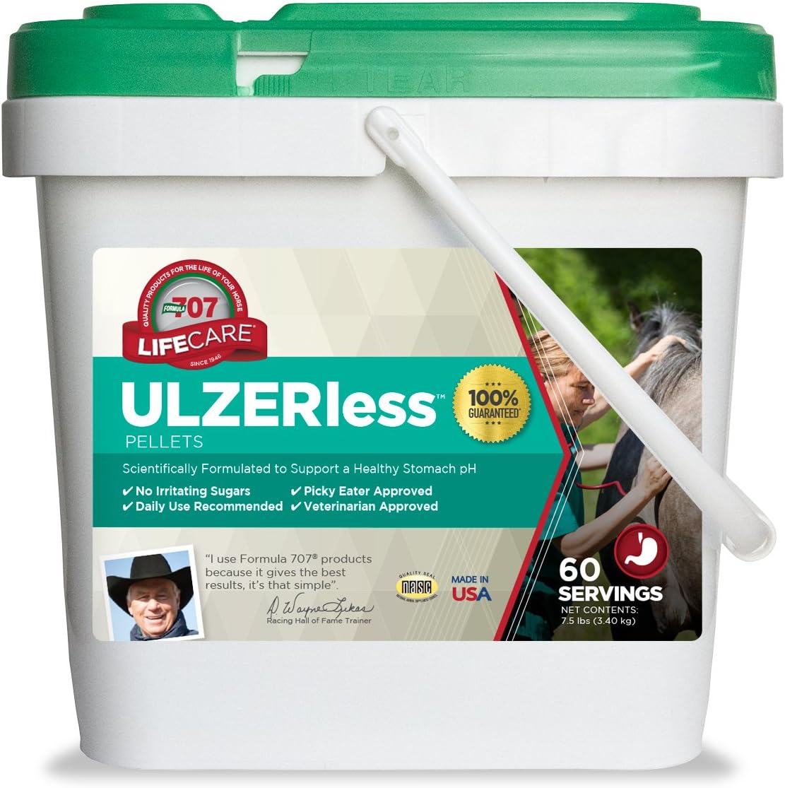 Formula 707 ULZERless Equine Supplement, 7.5lb Bucket Natural Support for Horses
