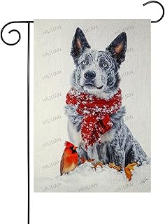 Winter Garden Flags,Funny Australian-Cattle-Dog Flags Cardinal House Flags 12 x 18 Inch Outdoor Christmas Flags for Christmas Garden Decoration(12225)