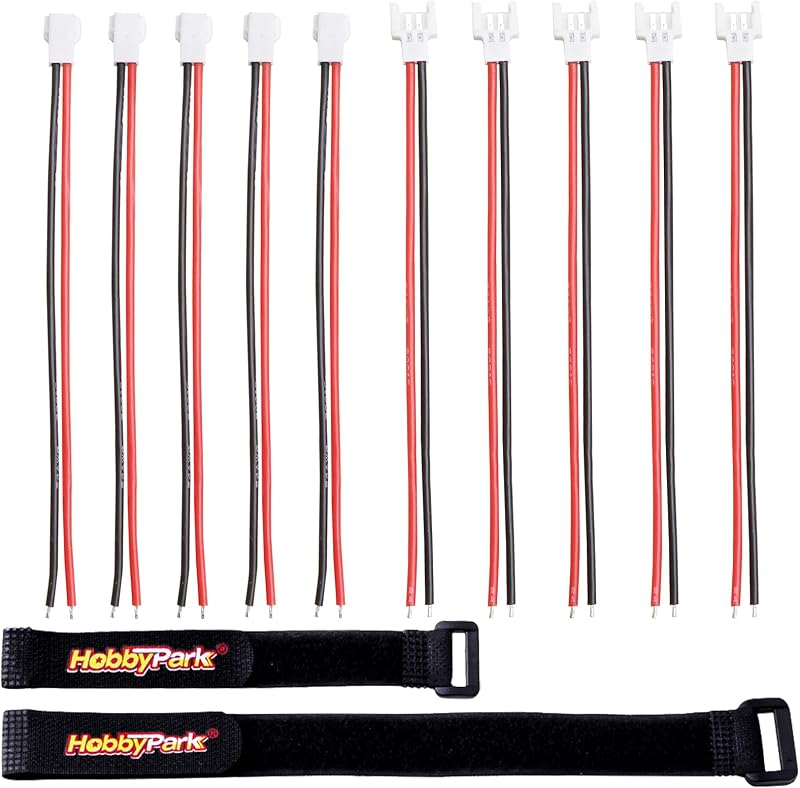 Hobbypark 2.0mm Spade 2 Pins Lead Plugs Connector Cable Male Female for 1S Lipo Battery Charging Drone Syma X5C X5SW SNAPTAIN S5C, 5 Pairs