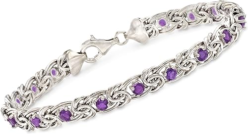 Ross-Simons Pulsera bizantina de piedras preciosas en plata de ley