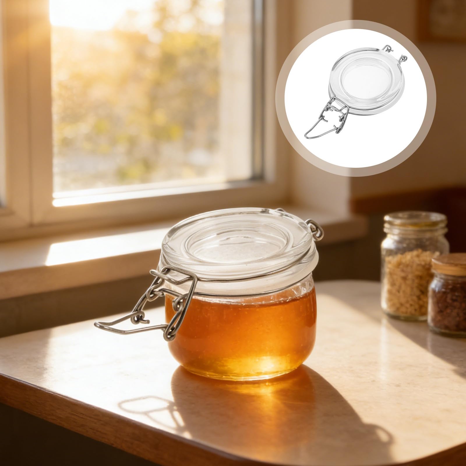 Coperchi a Clip Ermetici per Barattoli in Vetro 10 Pezzi | 500ml 17 Oz, Acciaio Inossidabile, per Farina e Caffè, Adatti a Conserve e Sottaceti