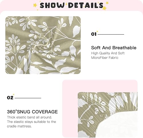Miniatura 5 de Kigai Fitted Crib Sheet for Boys & Girls Vintage Flowers Soft Breathable Unisex Baby Sheets for Standard Crib and Toddler Mattresses 39 x 27 in