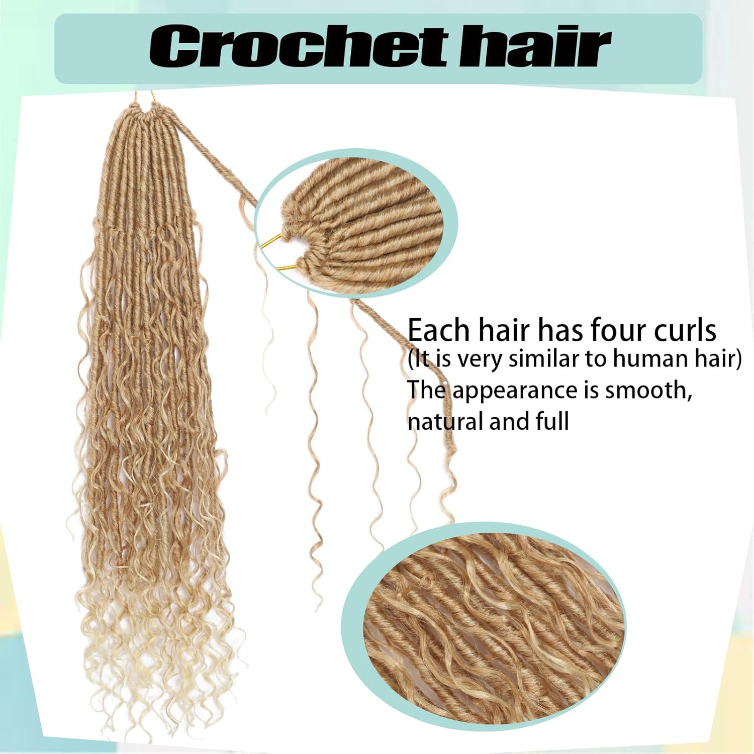 Blonde Ombre Goddess Locs Crochet Hair 7-Pack Pre Looped Braiding Hair 84 Strands Bohemian Faux Loc Boho Braids River Locs Dreadlocs Hair for Black Women (T27/613, 24 Inch(Pack of 7))