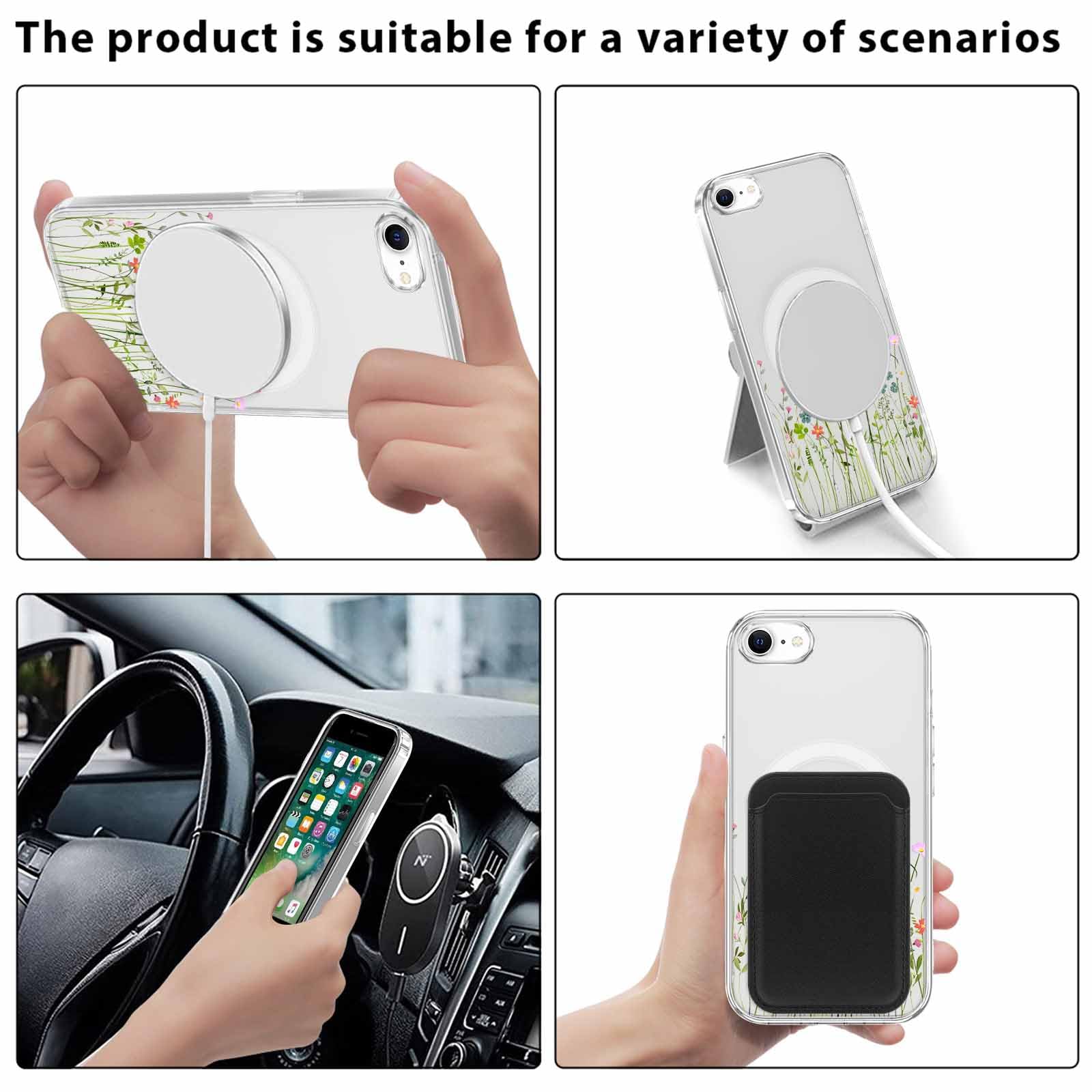 Coque IPhone 16 6,1" Magnétique Yoedge - Transparente Fleur - Compatible MagSafe Avec Cordon