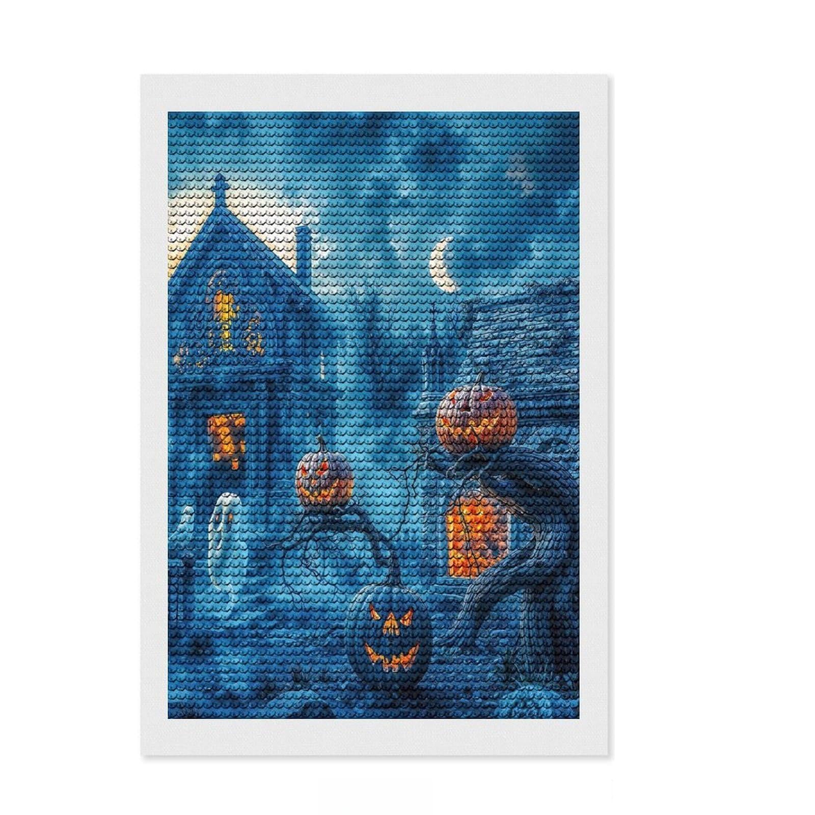 Junmoney Halloween Graveyard Scene Diamond Art Kit 8"x12", for Teens, Home Wall Decor, Easy to Enjoy, Holiday Gift Idea, Calming Craft to Unwind