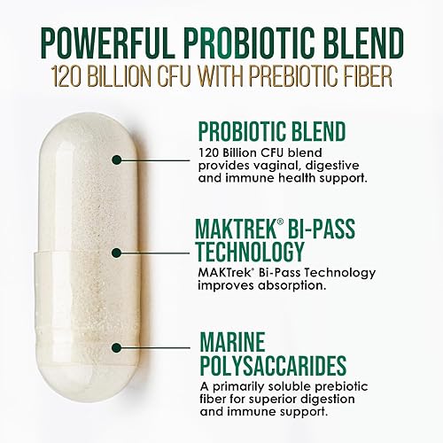 Miniatura 3 de Probióticos para la salud digestiva 120 mil millones de UFC garantizados con diversas cepas para la salud vaginal y urinaria de las mujeres y el