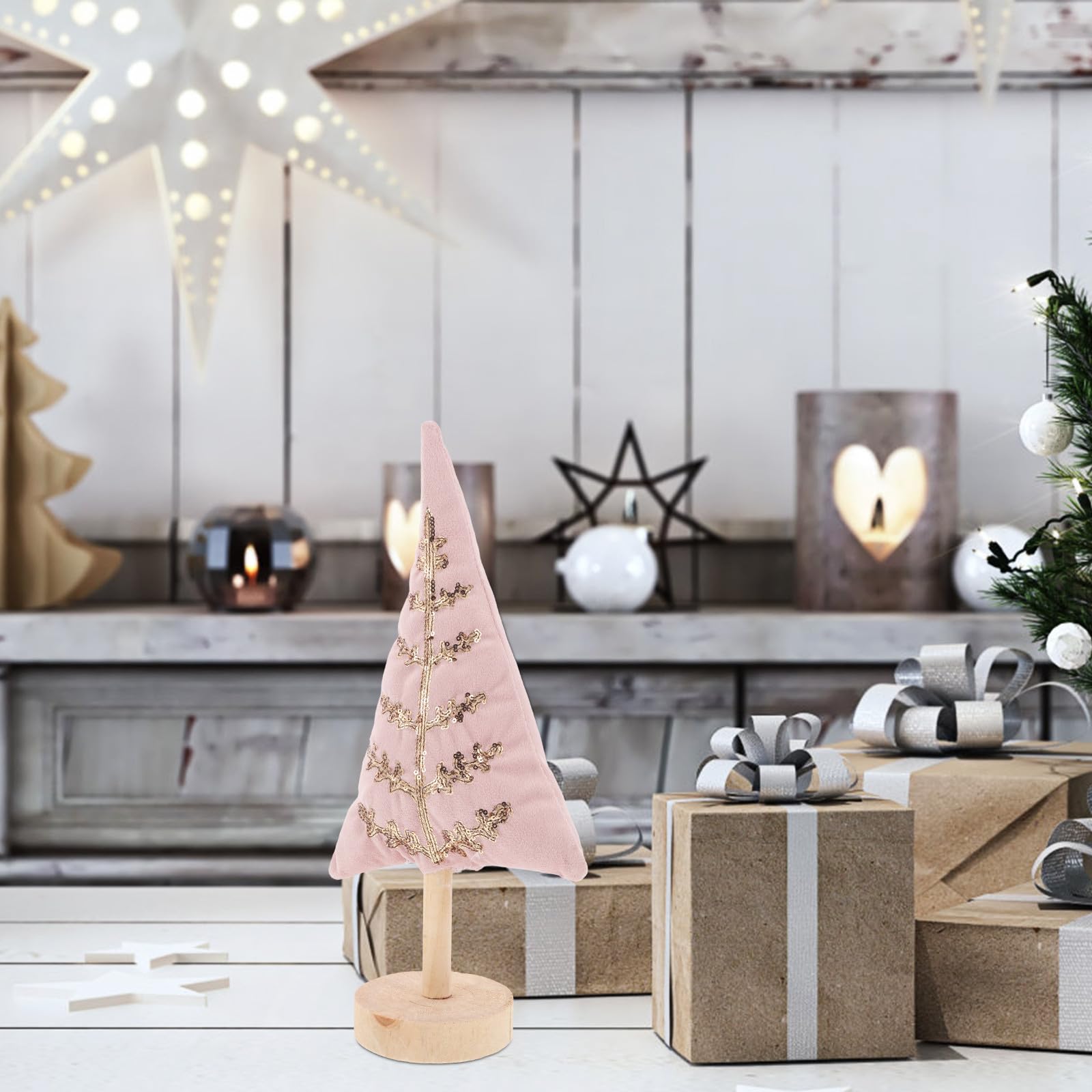 Toyvian 2 Piezas Pequeño Adorno Árbol Navidad Rosa Decoración Mesa Foto