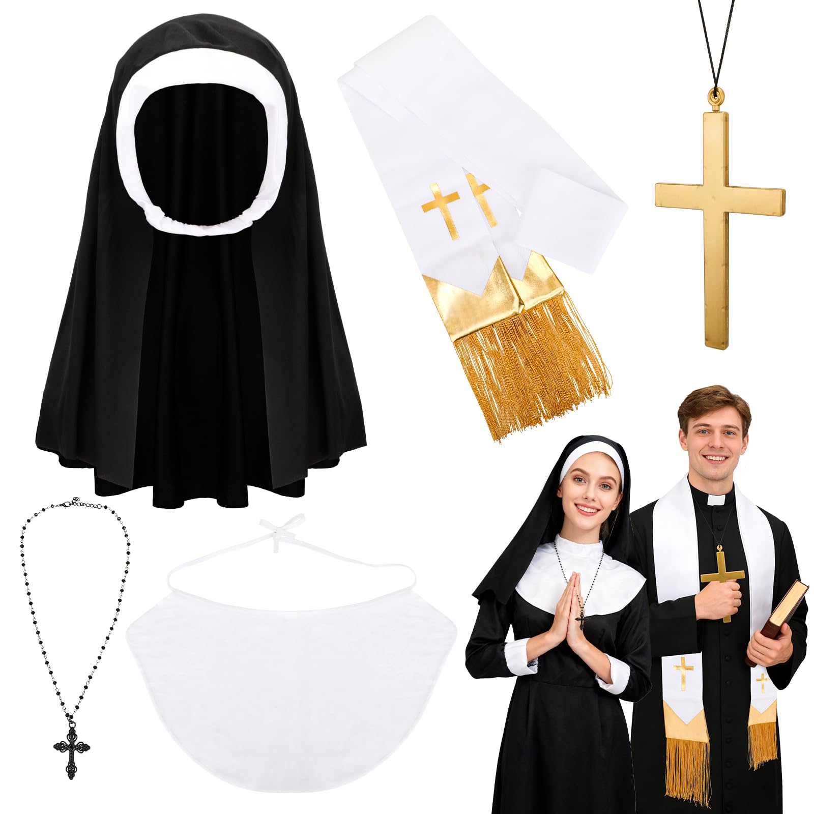 XEPST 5PCS Halloween Religious Couples Costumes Accessories
