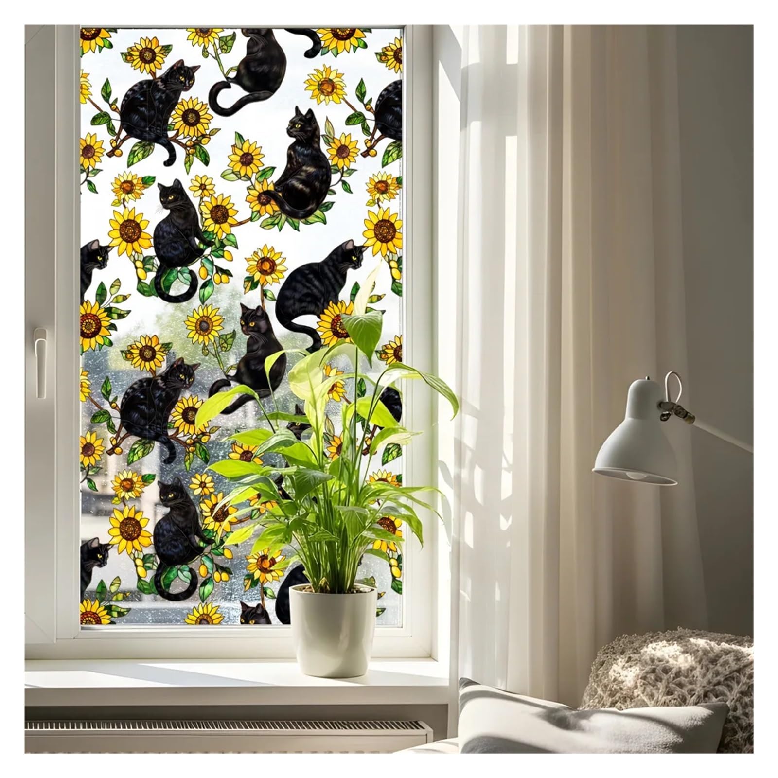 Classic Sunflower Static Window Film Privacy Glass Stickers For Living Room Home Windows Decor(43x200CM)