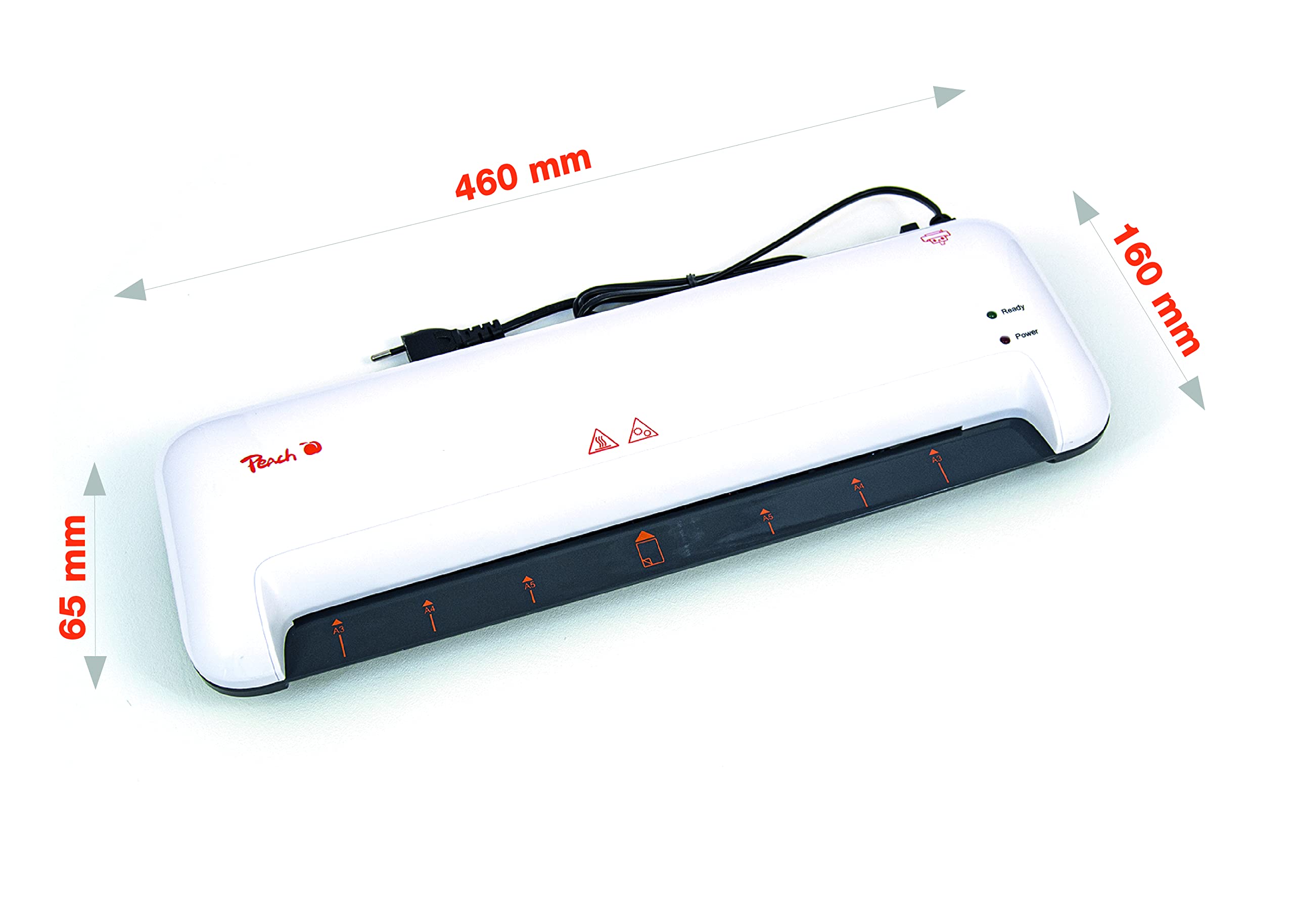Peach Laminator DIN-A3 | w zestawie 25 folii do laminowania gratis - dwa razy szybciej gotowe do startu - laminuje jedną stronę A3 na minutę - nadaje się do wszystkich dostępnych na rynku folii -