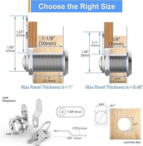 Miniatura 2 de Paquete de 1 cerradura de gabinete con llaves, cerradura de gabinete de 58 pulgadas con llave igual, cerraduras de RV para puerta de almacenamiento,