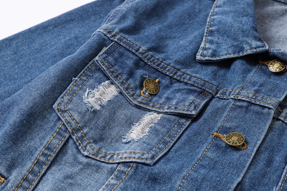 Cromoncent 2 Pieces Kids Classic Denim Jacket for Boys Girls
