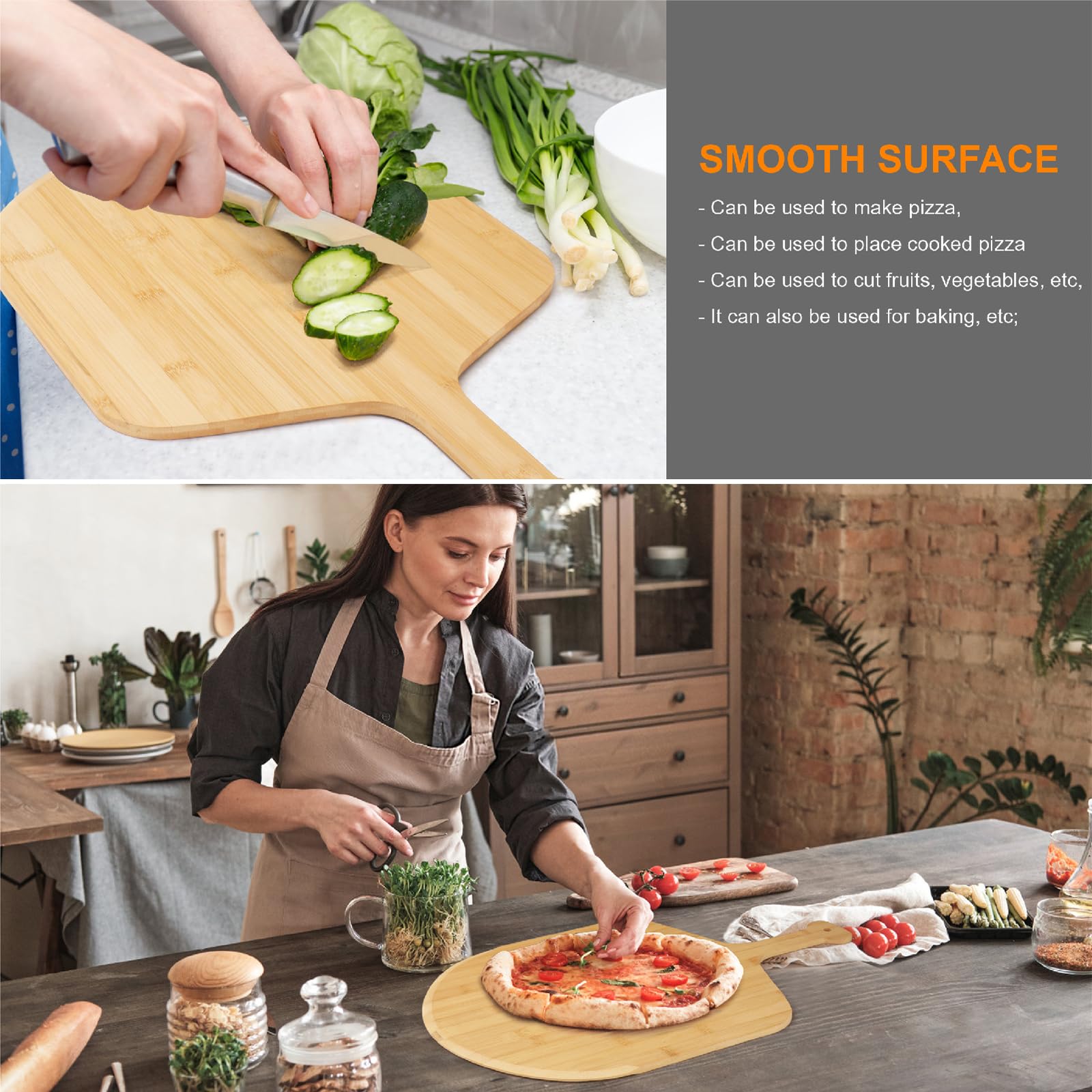 2Pack Pizza Board 16 inch with Grooves, Double-Sided Use Pizza Cutting Board with 8 Slice for Pizza Bread, Cheese, Vegetable, Fruits - Image 4