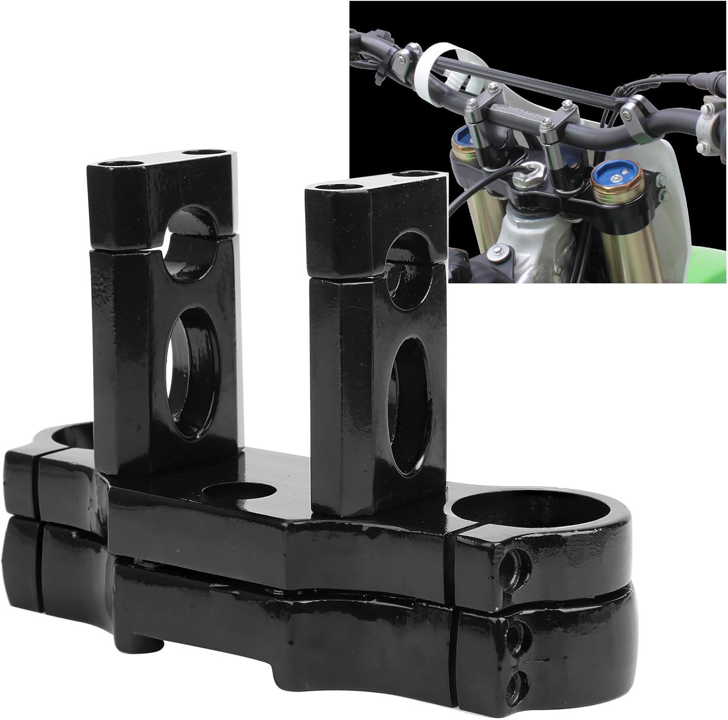 6pcs Handle Bar Casting Triple Tree Clamps Assembly Vehicle Accessory Aluminium Alloy Triple Clamps Assembly Replacement for Dirt Bike Black