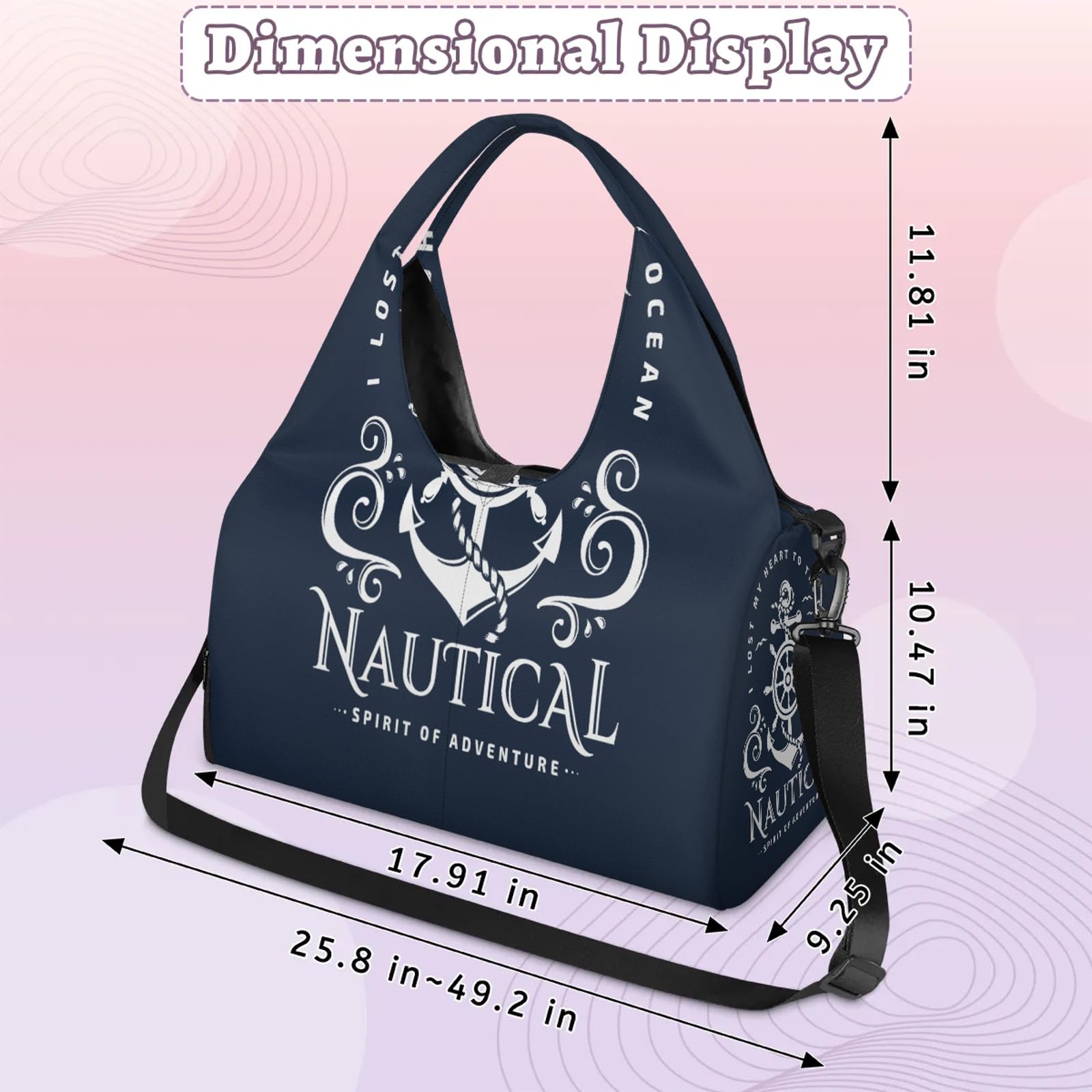 Sporttasche mit Anker-Emblem, für Damen und Herren, Anker, Wochenende, Übernachtungstasche, mit Schuhfach, Schultertasche, Gepäcktasche für Yoga, Fitnessstudio, Reisen, farbe, L, Taschen-Organizer