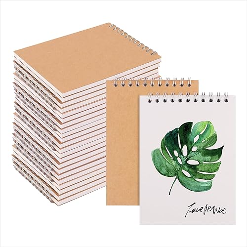 Paquete de 25 cuadernos de bocetos A6, cuaderno de bocetos en espiral A6 de 5.7 x 4 pulgadas, diario de naturaleza y dibujo, duradero, portátil y