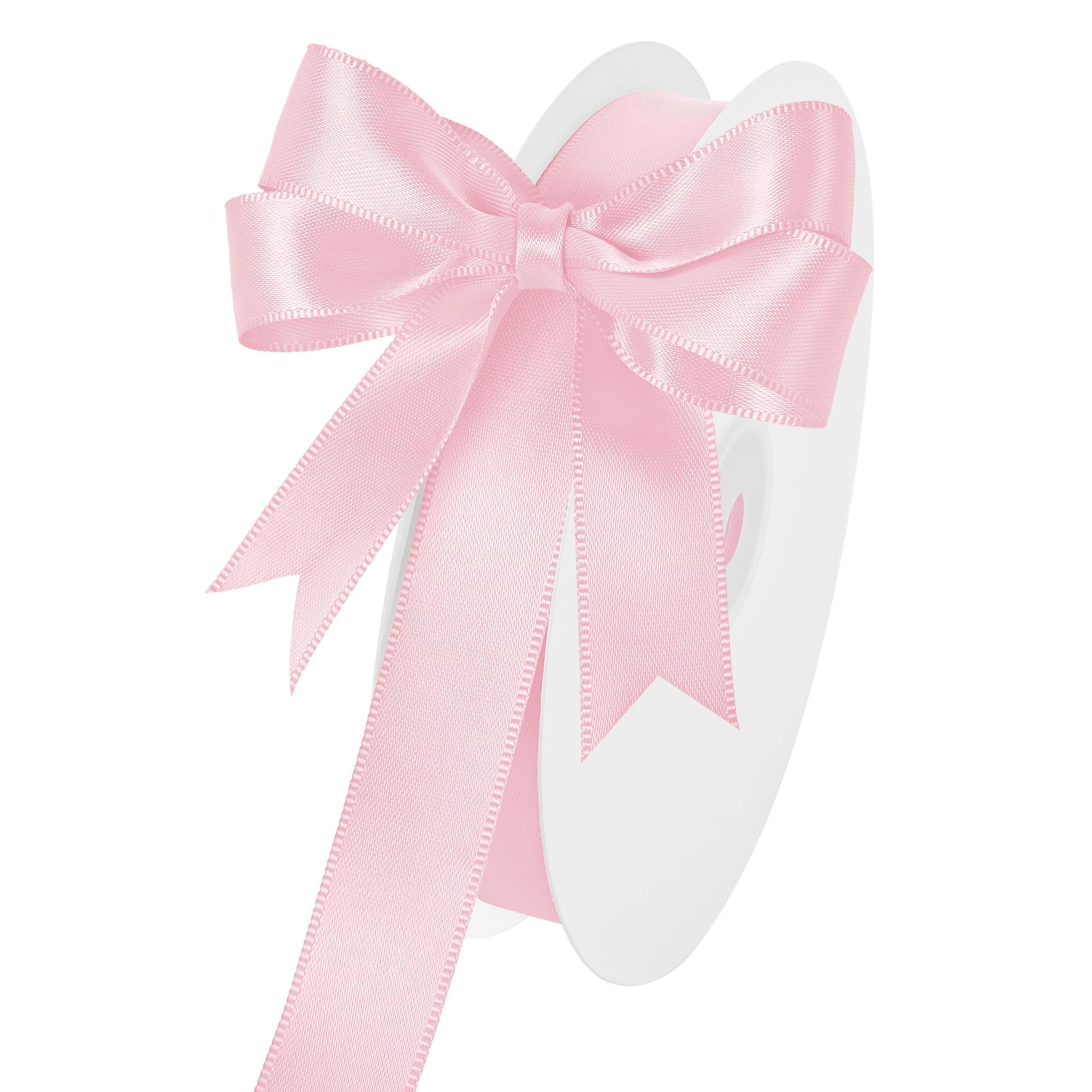 Double Face Light Pink Satin Ribbon 3/4 inch x 50 Yards Polyester Material Perfect for Gift Wrapping Weddings Parties Hair Bows Valentine’s Day Invitations and Decorations