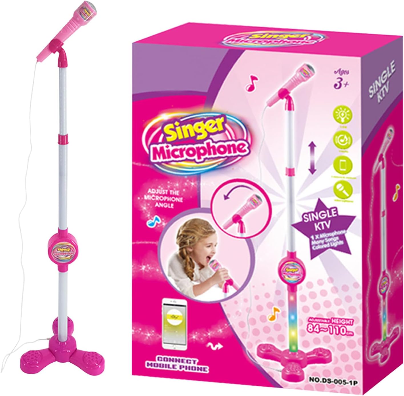 Children Microphone Karaoke Colourful Toy, with Stand and Without Batteries, Musical Microphone with Connectable Function Withs Stand for Kids