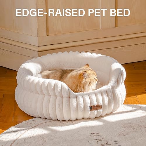 Miniatura 5 de MEWOOFUN Cama lavable para perros pequeños, camas para gatos de interior con parte inferior antideslizante, cama redonda para cachorros y gatitos