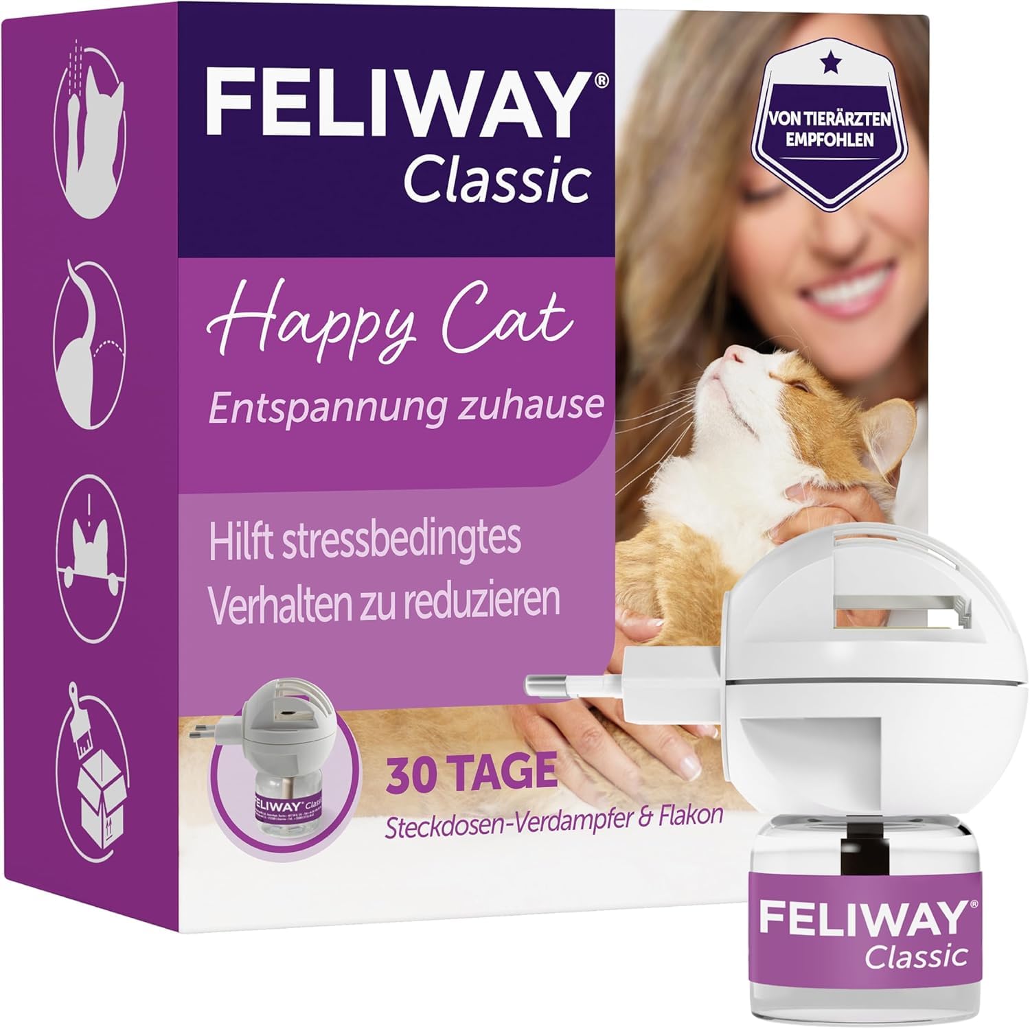FELIWAY Classic | Pheromone für Katzen | Verdampfer für die Steckdose inkl. 48ml Flakon + 20ml Spray | gegen Stress, für mehr Harmonie | von Tierärzten empfohlen, klinisch getestet