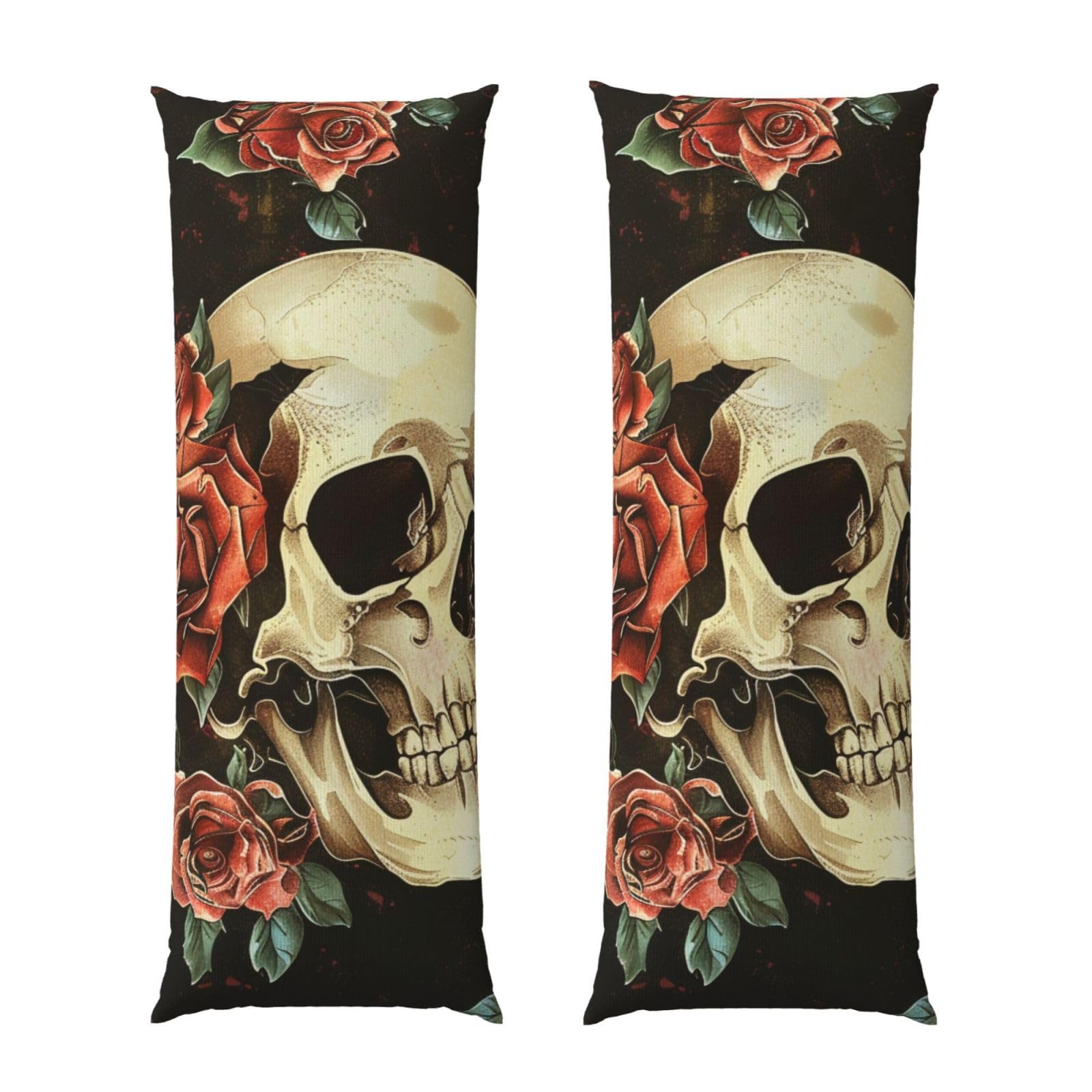Body Pillow Cover 20x54 Inch, Rose Skull Print Long Lumbar Pillow Case with Zipper Long Body Pillowcase Decorative for Bed Sofa Bedroom