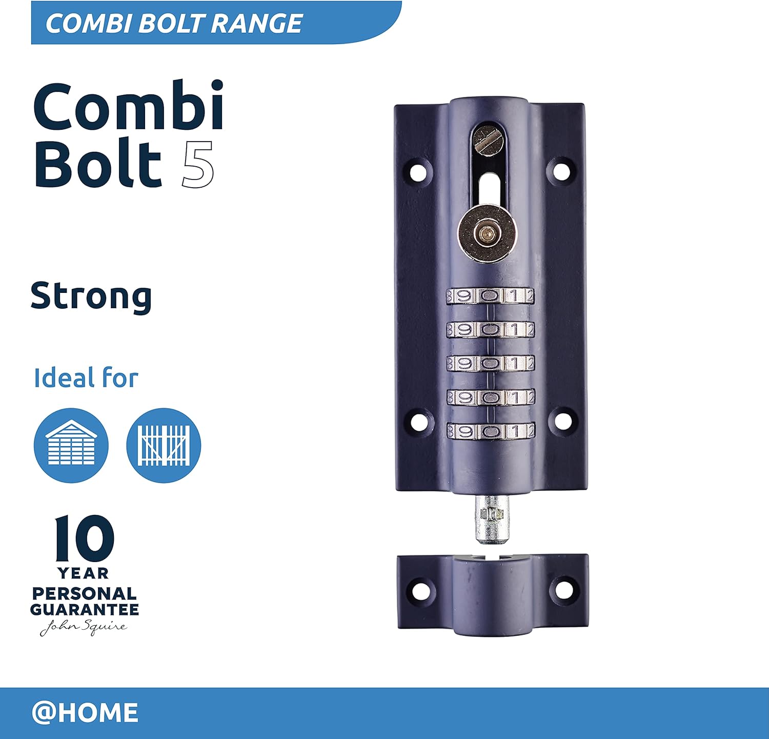 Squire Combination Locking Bolt | Unique Recodeable Combination Locking Bolt | Rust and Weatherproof (5 Wheel – 150mm)