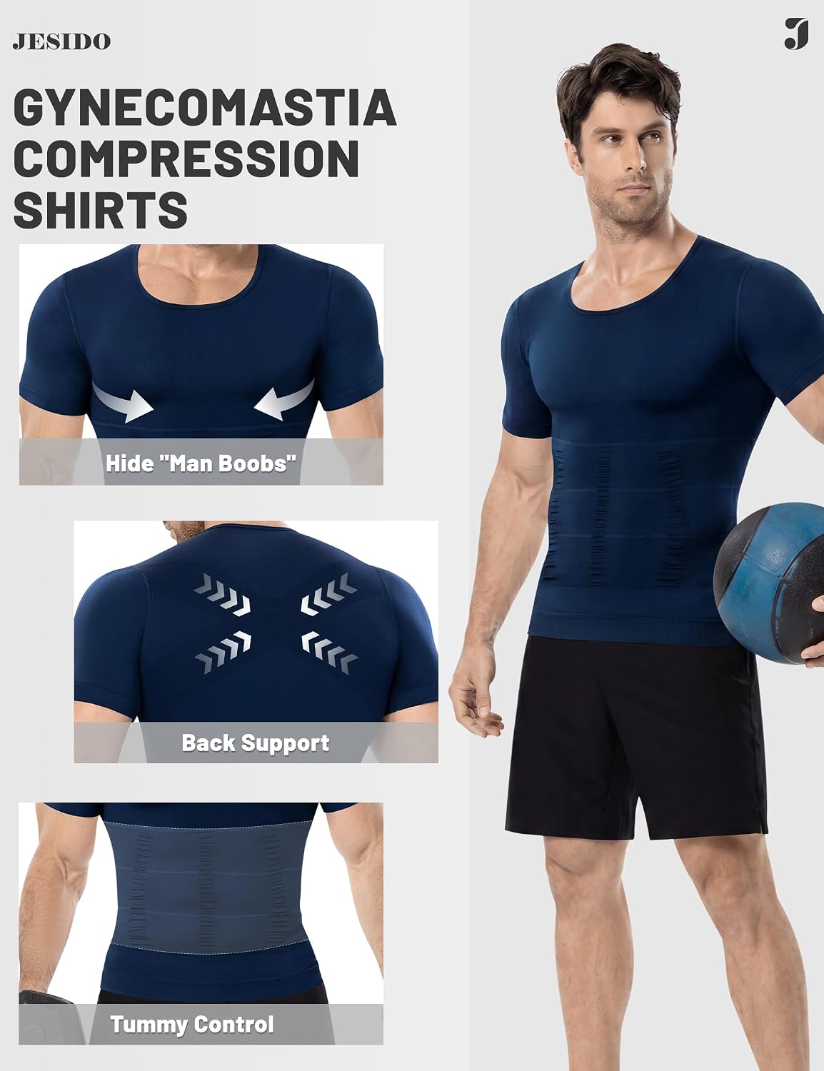 Compression Shirt Men Body Shaper Tops Sports Athletic Workout Short Sleeve Shapewear Slimming Undershirt