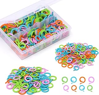 IUUIDU 200 Pcs Colorful Crochet Stitch Markers, Knitting Stitch Rings Size S/L, Crochet Locking Counter Stitch Marker Ring with Plastic Box Accessories for DIY and Handmade Crafts