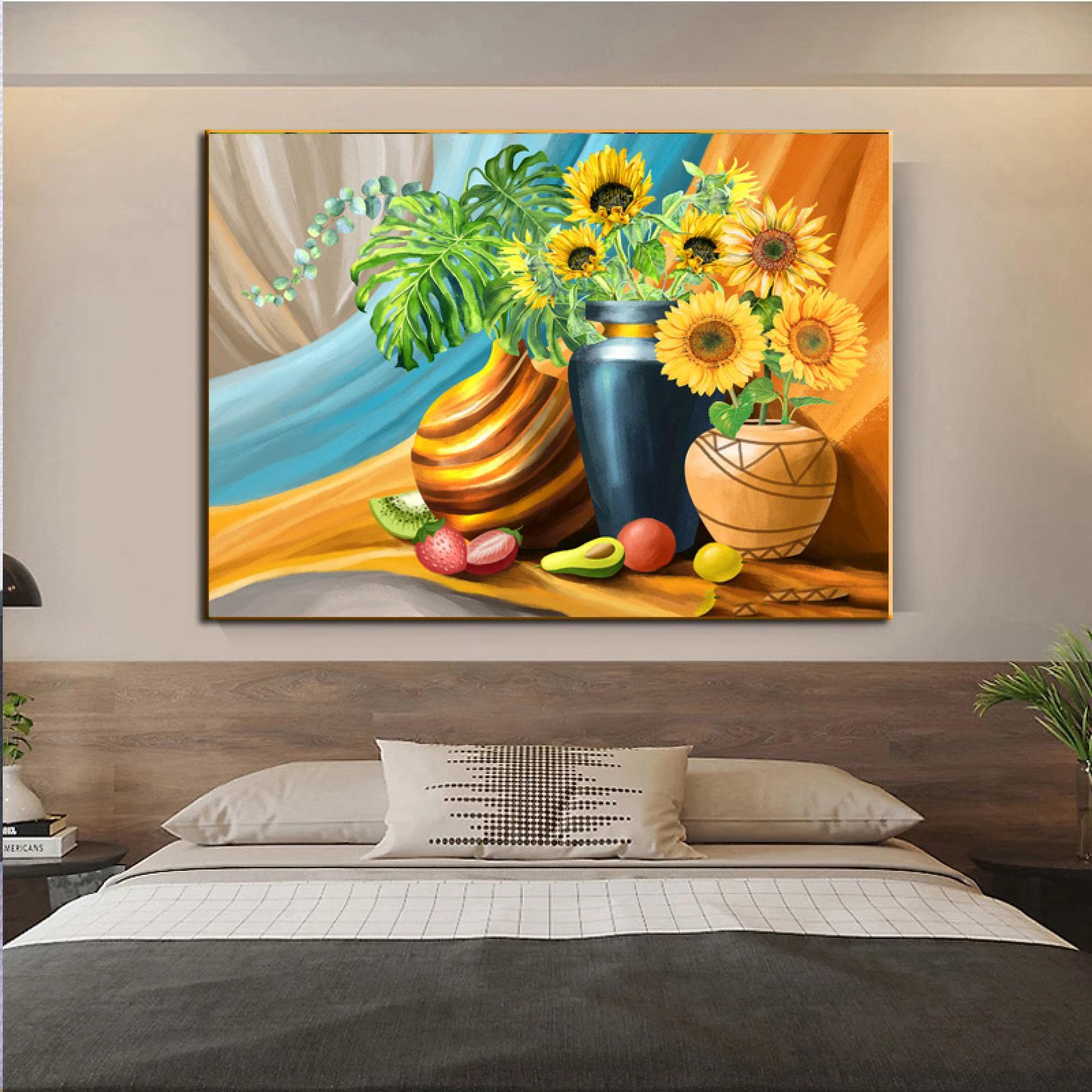 Lienzo de girasol y cuadros de flores soleadas para salón 8