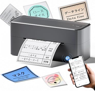 Phomemo 241-BT Thermal Label Printer, Mailing Label Printer, Thermal, Bluetooth Connection, Approx. 4.0 x 6.0 inches 102 x 152 mm A6, Label Sticker Compatible, Multifunctional Label Writer, For Small Businesses, Home Use, Japanese Post, Click Post, Shopify, Shipping, Food Displaying, Barcode Printer, Smartphone Compatible, PC Compatible, Good