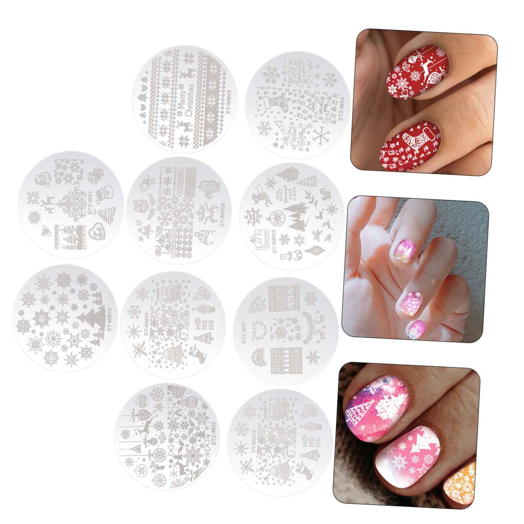 Healvian 30pezzi Piastre Per Stampa Unghie Natalizie Kit Di Stamping Per Nail Art Con Temi Di Natale Come Alberi e Fiocchi Di Accessori Manicure Per Decorazioni Festive