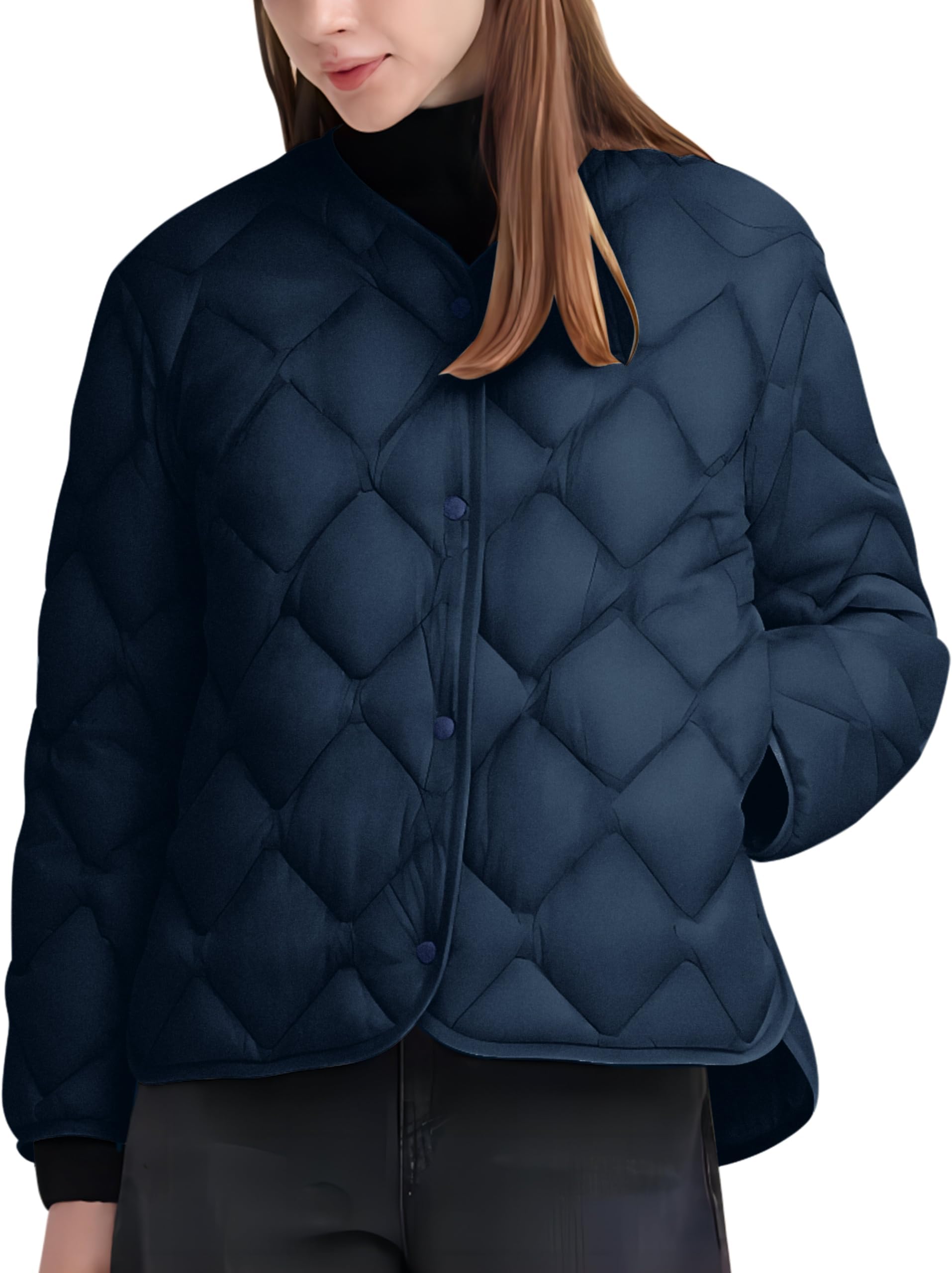 Little Donkey AndyWomen's Lightweight Puffer Jacket with Recycled Insulation, Button Down Quilted Coats