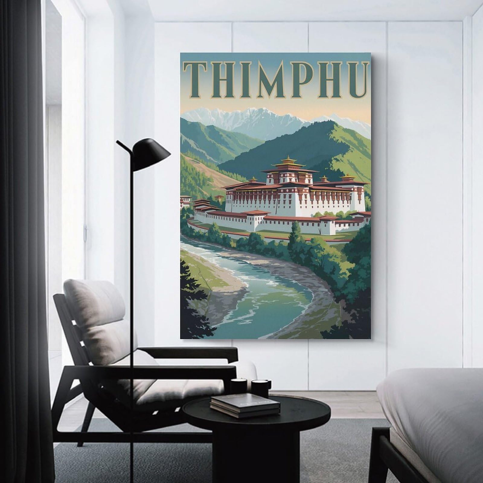 Junmoney Thimphu, Bhutan Travel Decorative Canvas Print, 24x36inch(60x90cm), for Hallway, Entryway Or Landing, Home Artwork for First Impressions