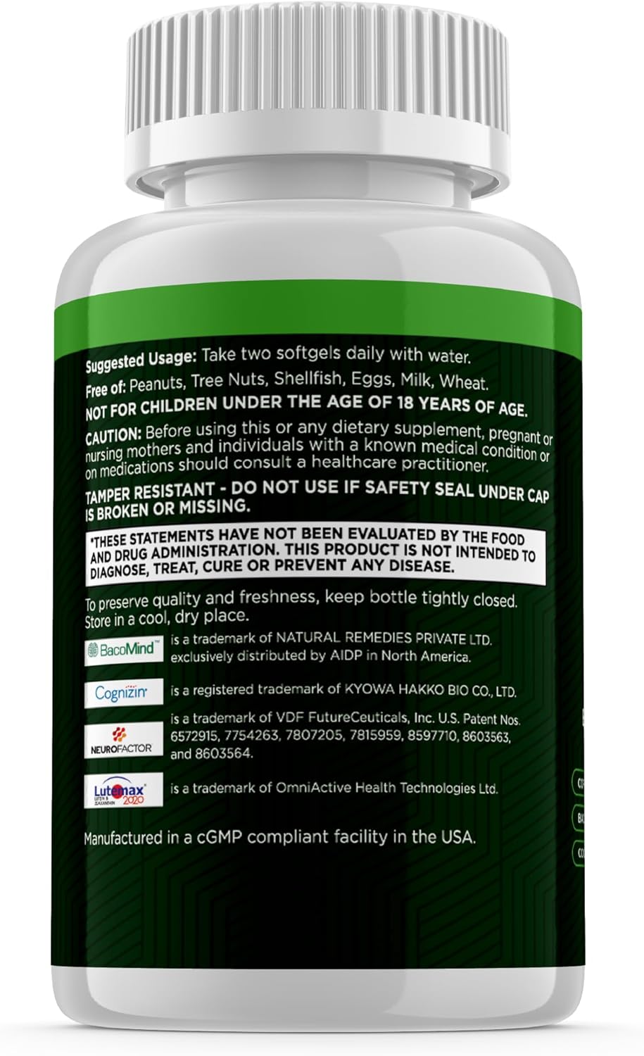 GREEN VALLEY NATURALS Brain Vitality Plus™ – Brain Health & Cognitive Support for Memory, Focus & Mental Clarity with Cognizin® Citicoline, Bacopa Monnieri & DHA Omega-3 | 60 Softgels