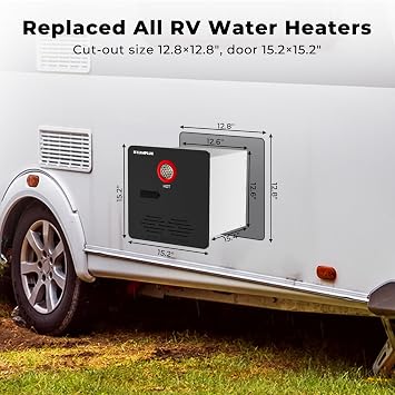 CAMPLUX Classic RV Tankless Water Heater 65,000 BTU, 2.64 GPM RV On-demand Water Heaters for Campers, Trailers, and Motorhomes, with White Door and Remote Controller, High Altitude Performance